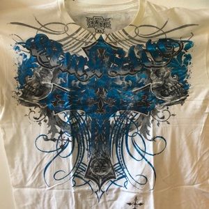 MMA Elite Tshirt white with metallic blue